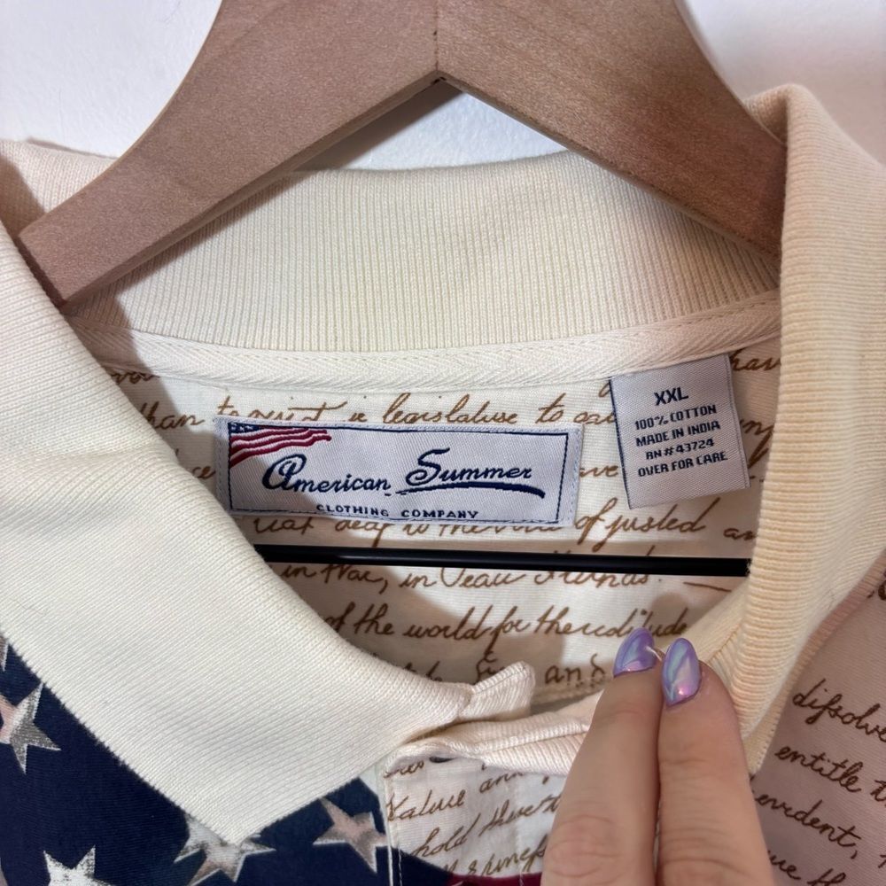 American Summer Declaration of Independence American Flag Polo NEW Size XXL - Picture 6 of 12
